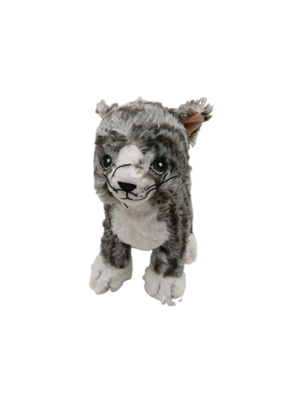 IKEA Lilleplutt Tabby Cat Plush Stuffed Gray White Kitty Kitten 8" Sewn Eyes